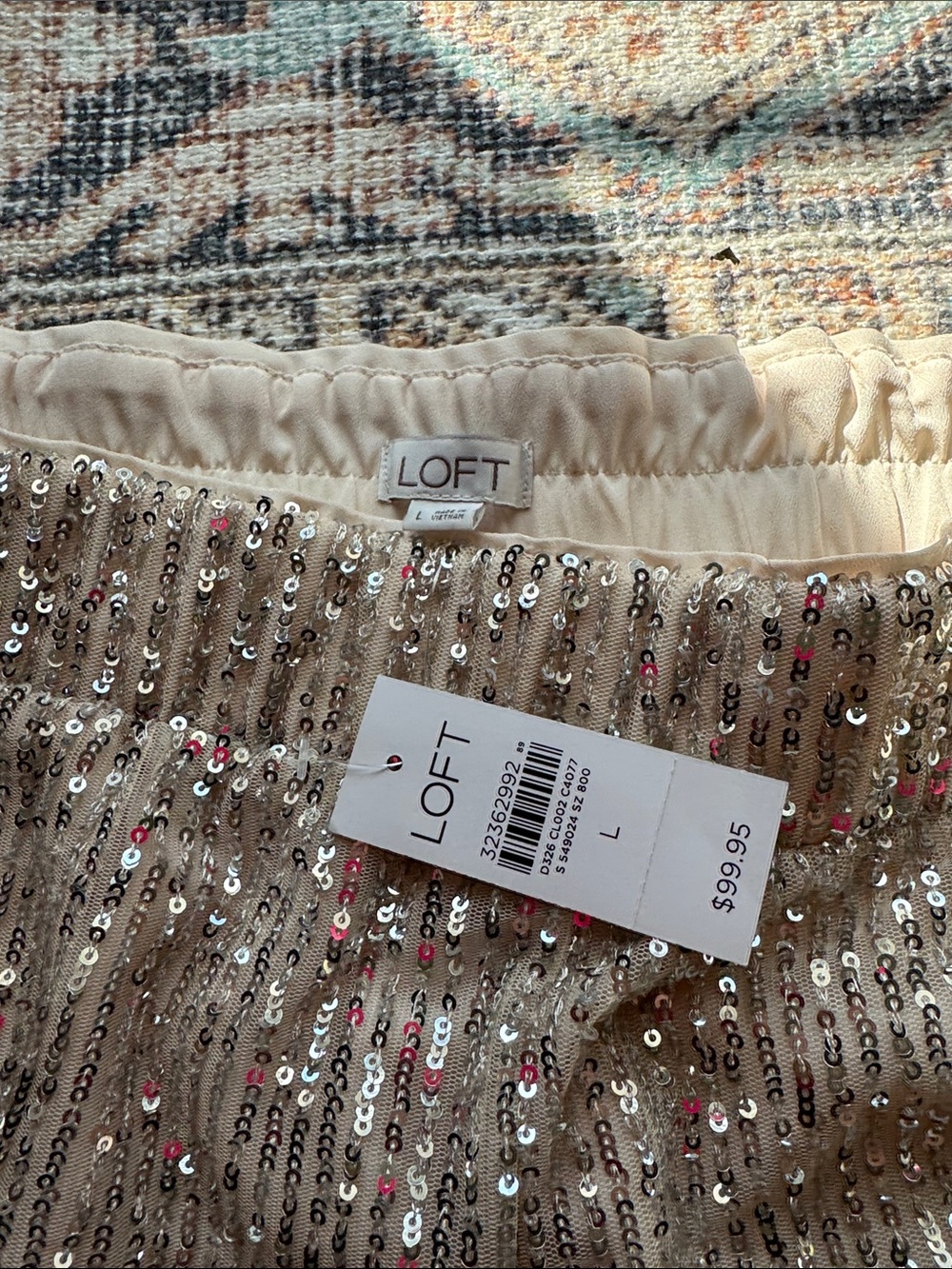 Womens Sequin Jogger Pants - Champagne Gold Loft - Picture 2 of 2
